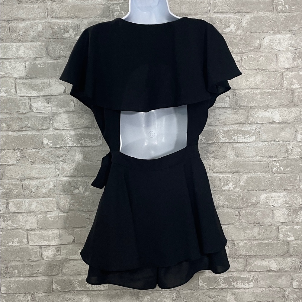 Lulu's Aldrin Black Ruffled Backless Wrap Skort R… - image 5